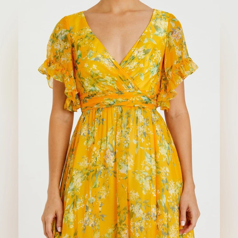 IEENA FOR MAC DUGGAL Flounce Sleeve Floral Maxi Dress - Picture 3 of 5